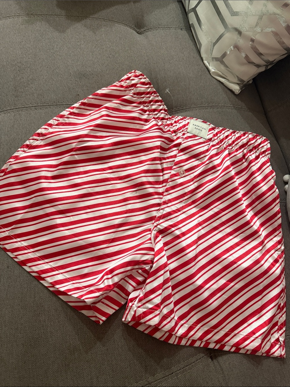 American Eagle Outfitters Red and White Striped Women’s Shorts